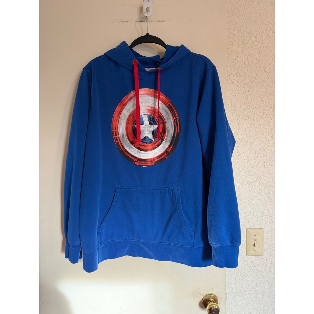 Captain America (Marvel) Pull Over Hoodie-‎ Shining Full Color Shield superhero